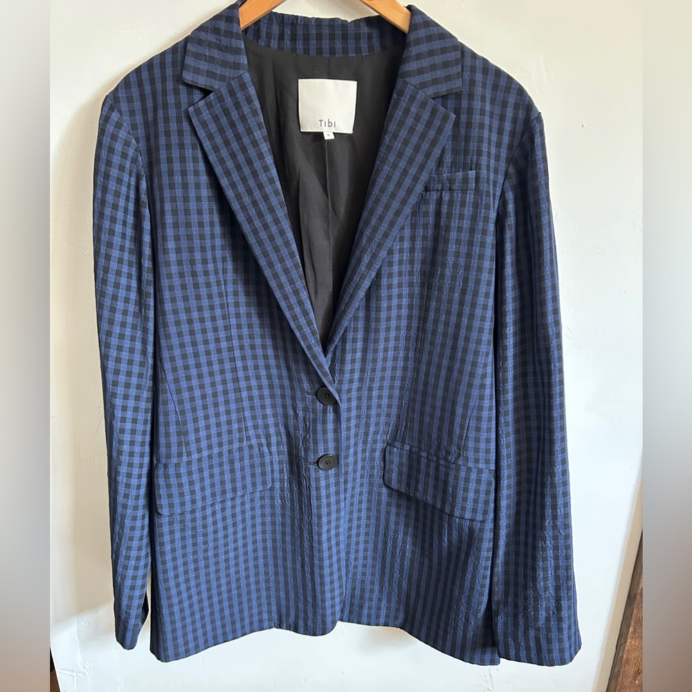 Tibi Viscose Gingham Oversized Blazer - Picture 2 of 10